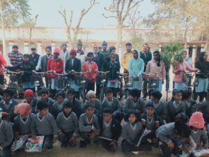 Bicycle and sweater distributed in Budaniya School